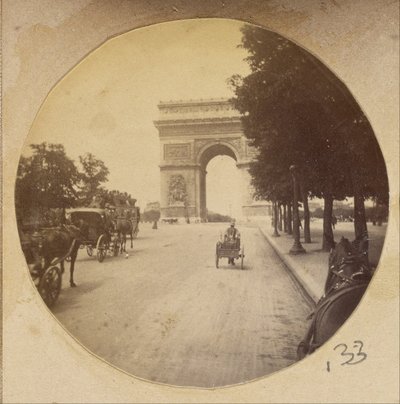 View of The Arc de Triomphe, Paris, France, with Carriages in the Street by Unbekannt Unbekannt